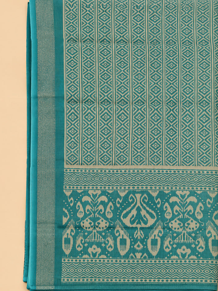 Rama Green Linen Blend Printed Unstitched Dress Material