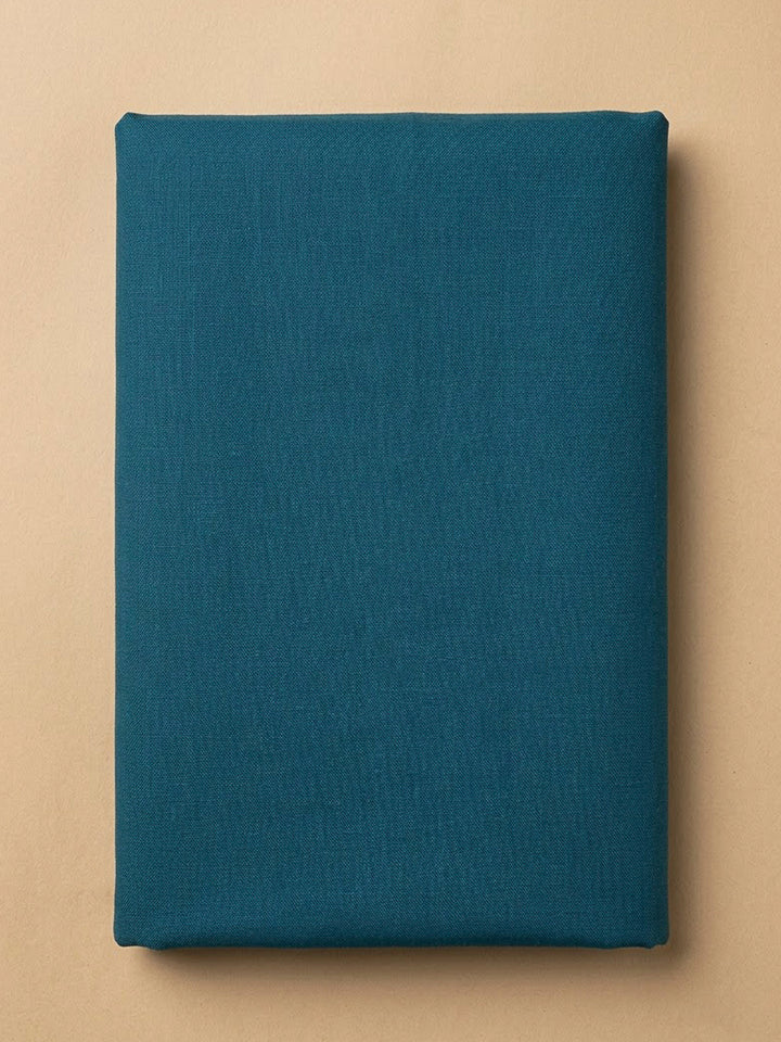 Blue Linen Blend Printed Unstitched Dress Material