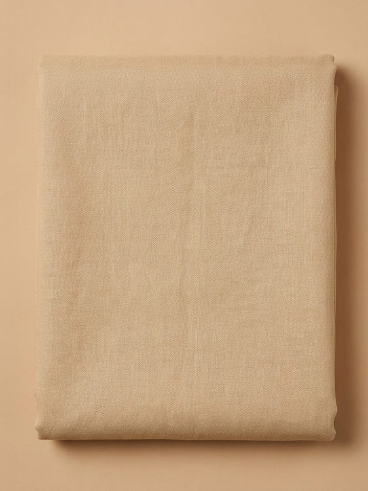Beige Chanderi Embroidered Unstitched Dress Material