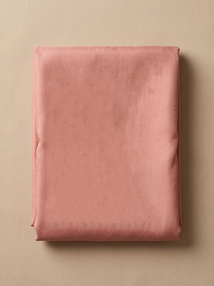 Peach Organza Embroidered Unstitched Dress Material