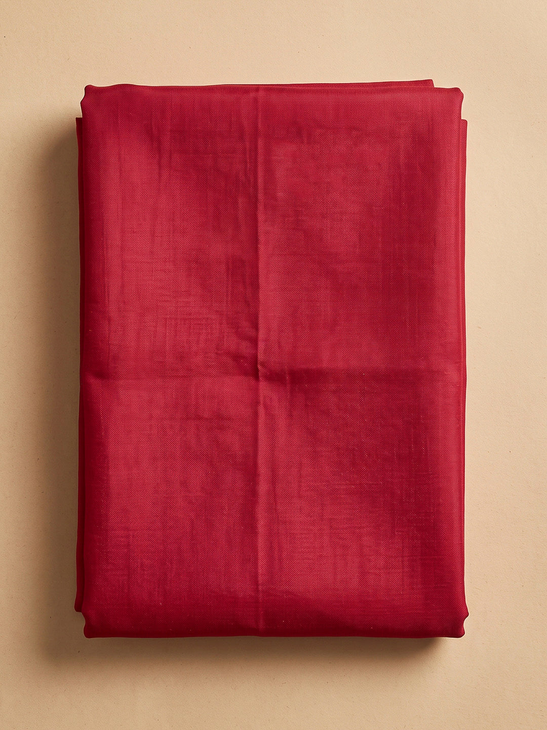 Red Chanderi Embroidered Unstitched Dress Material