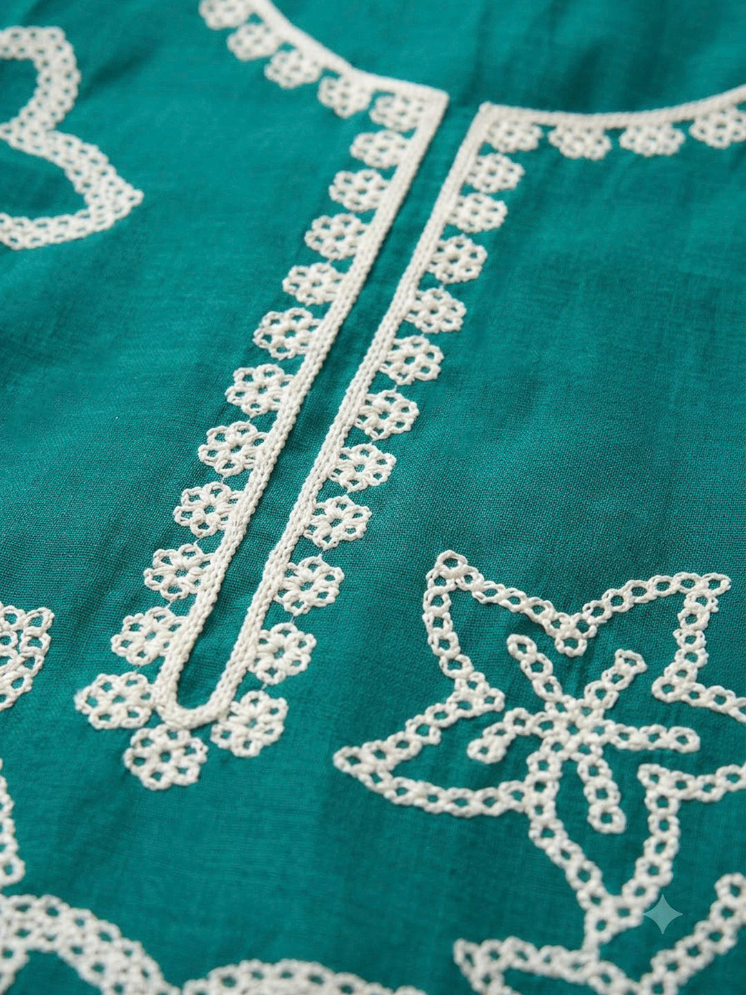 Rama Green Cotton Blend Embroidered Unstitched Dress Material