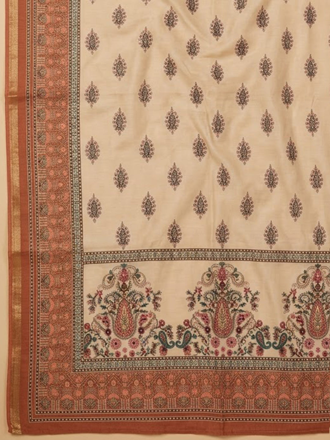 Onion-Pink Chanderi Embroidered Unstitched Dress Material