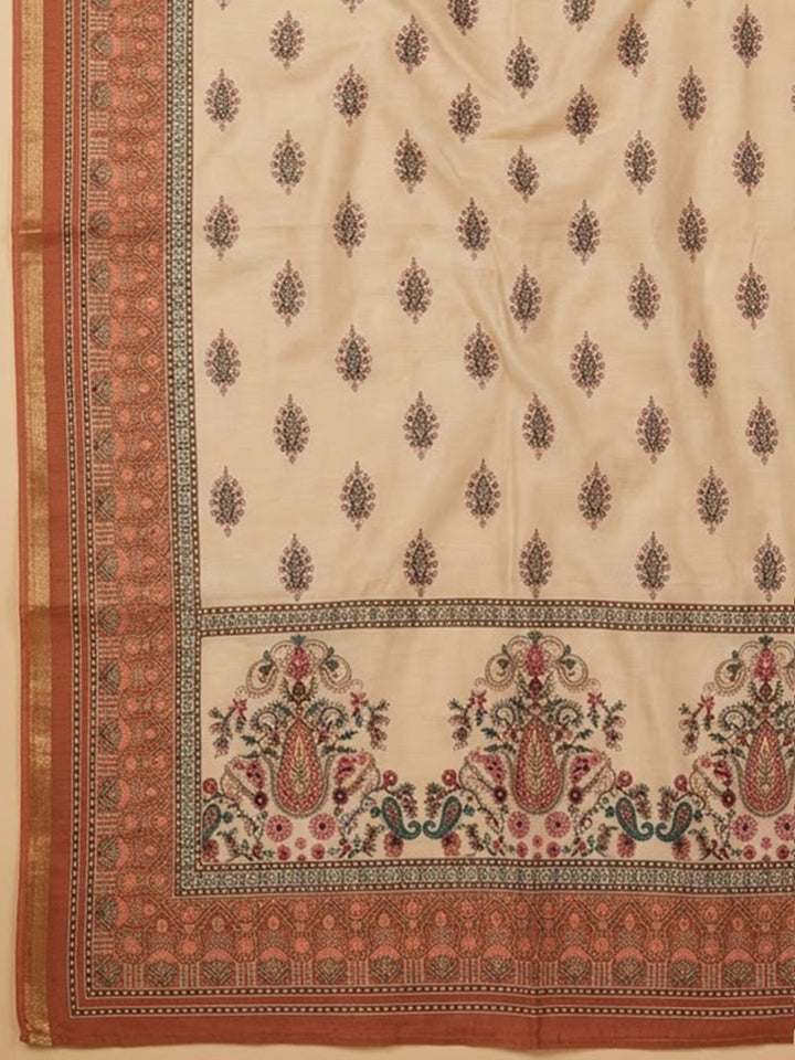 Onion-Pink Chanderi Embroidered Unstitched Dress Material