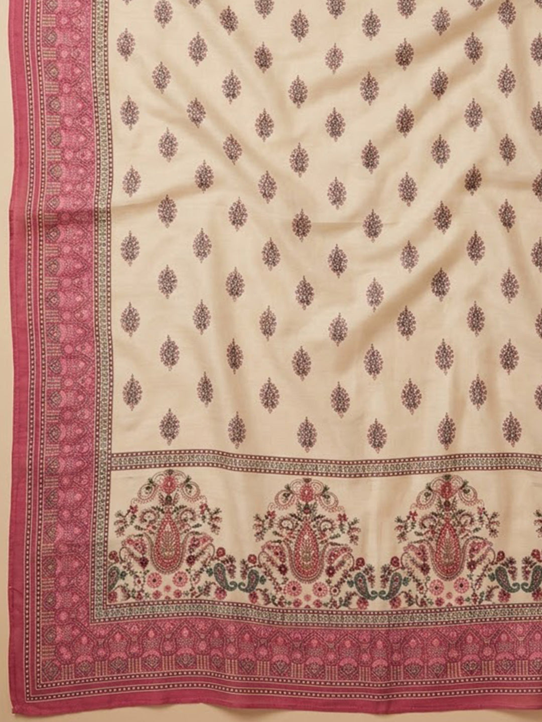 Peach Chanderi Embroidered Unstitched Dress Material