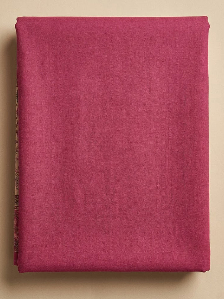 Peach Chanderi Embroidered Unstitched Dress Material
