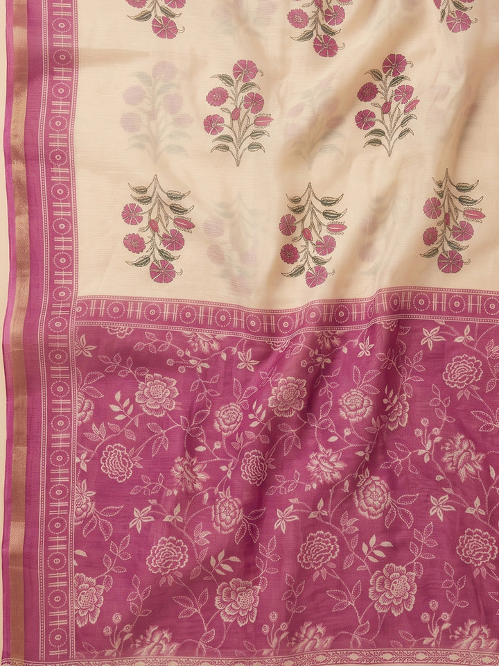 Purple Chanderi Embroidered Unstitched Dress Material