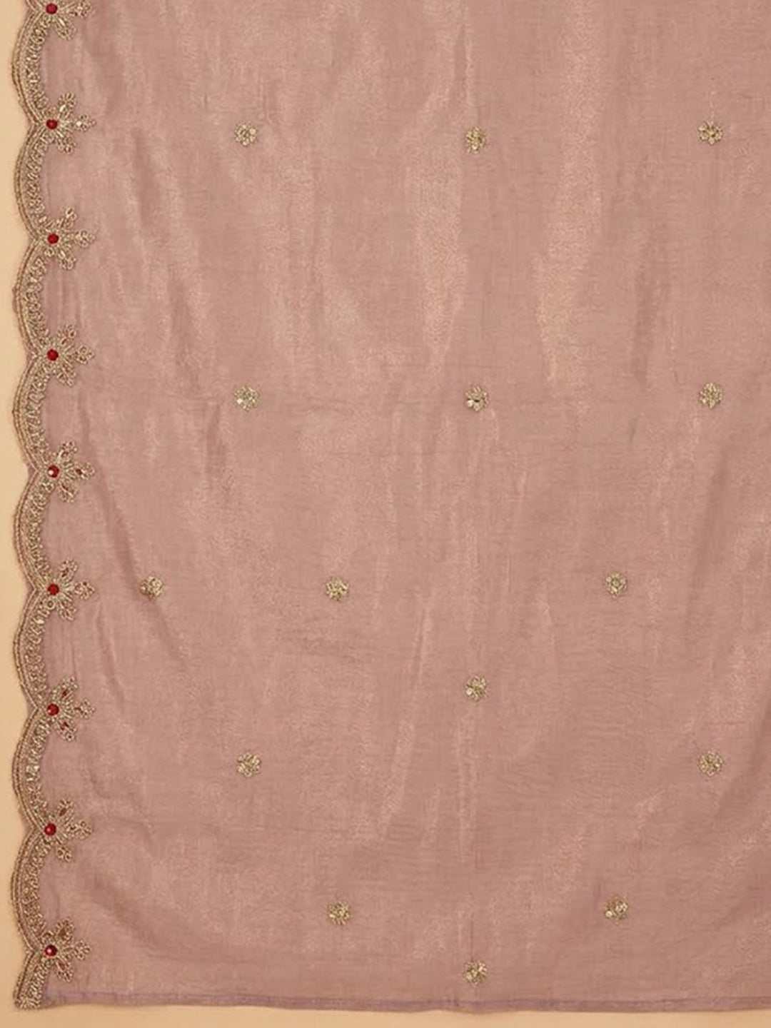Onion-Pink Tissue Embroidered Unstitched Dress Material