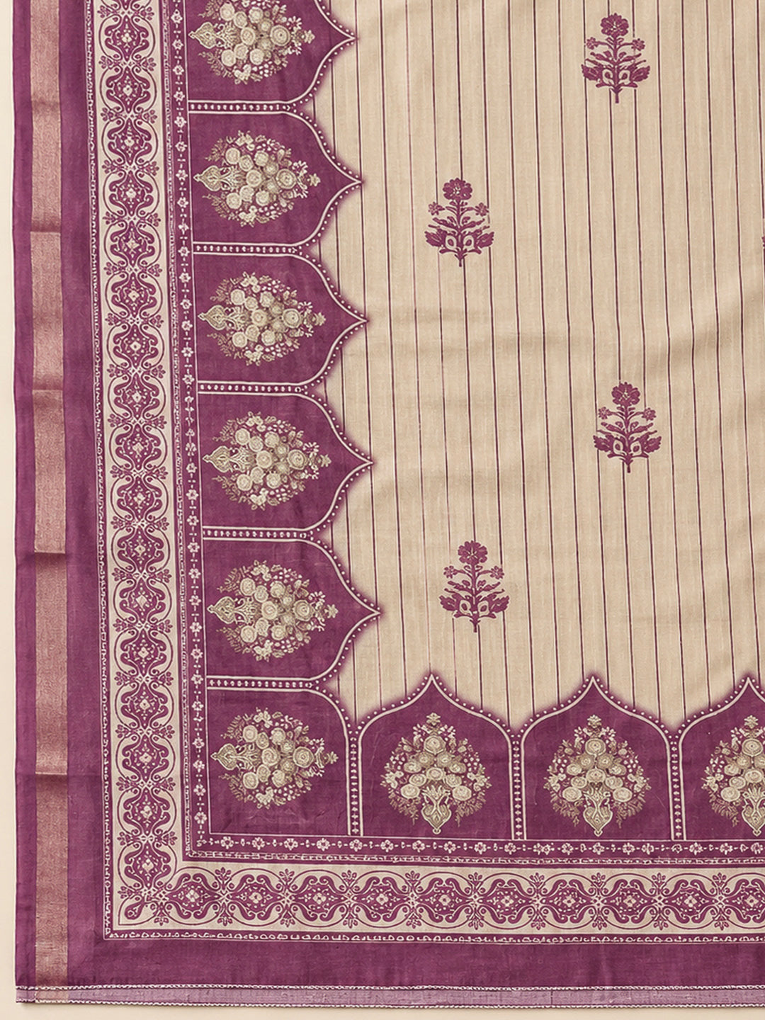 Purple Chanderi Printed Unstitched Dress Material