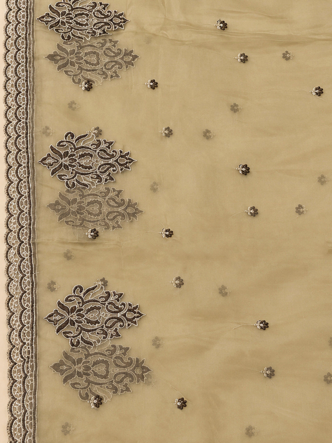 Mehndi Organza Embroidered Unstitched Dress Material