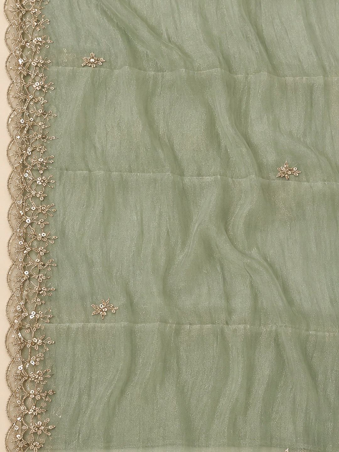 Aqua Green Organza Embroidered Unstitched Dress Material