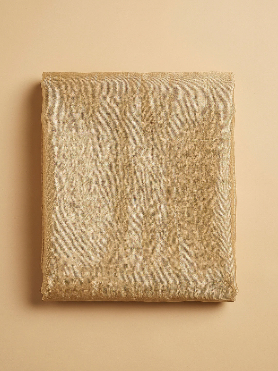 Beige Organza Embroidered Unstitched Dress Material