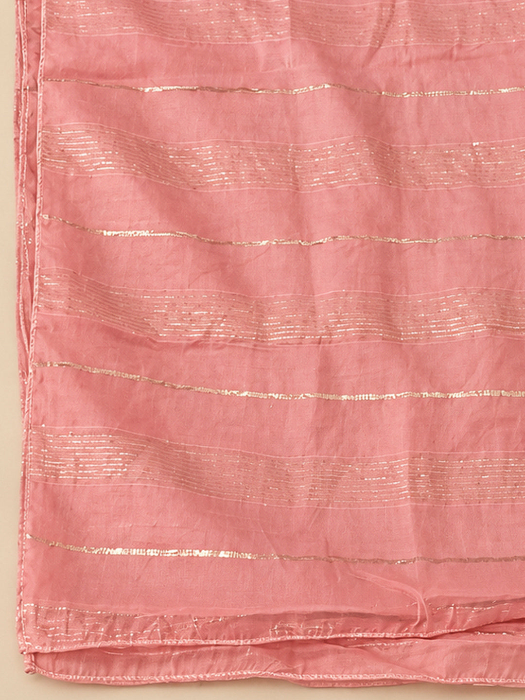 Peach Chanderi Embroidered Unstitched Dress Material