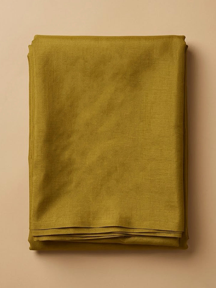 Mustard Chanderi Embroidered Unstitched Dress Material