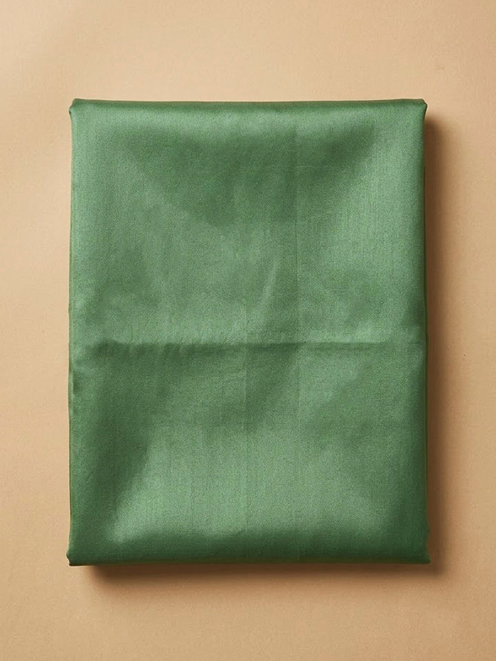 Green Chanderi Embroidered Unstitched Dress Material