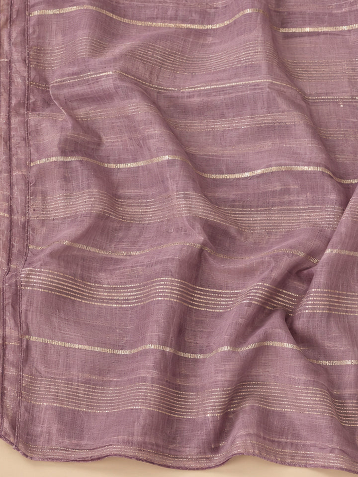 Purple Chanderi Embroidered Unstitched Dress Material