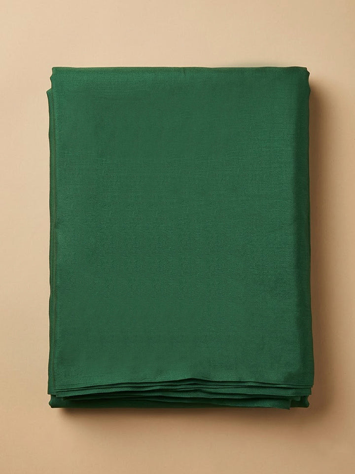 Green Chanderi Embroidered Unstitched Dress Material