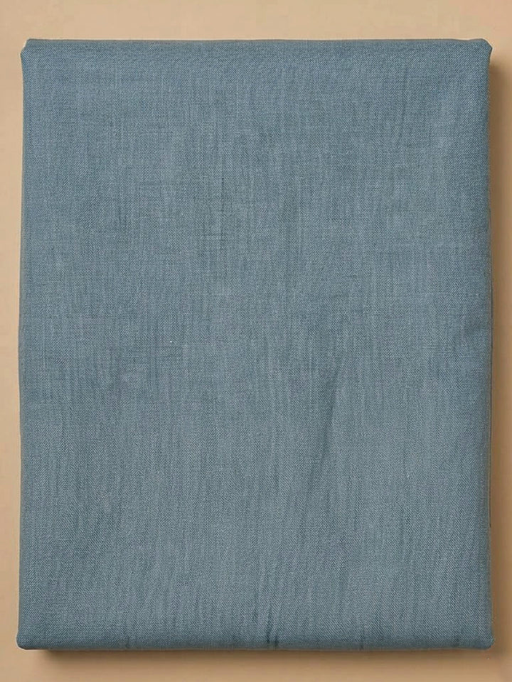 Blue Tussar Printed Unstitched Dress Material