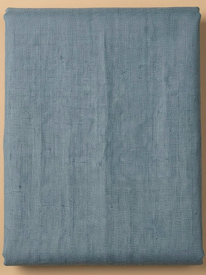 Blue Tussar Printed Unstitched Dress Material