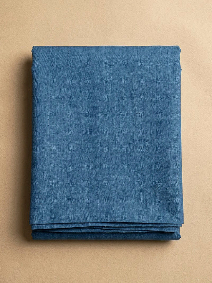 Blue Tussar Printed Unstitched Dress Material