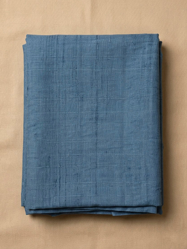 Blue Tussar Printed Unstitched Dress Material