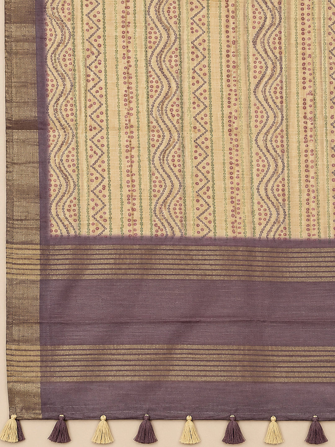 Purple Tussar Printed Unstitched Dress Material