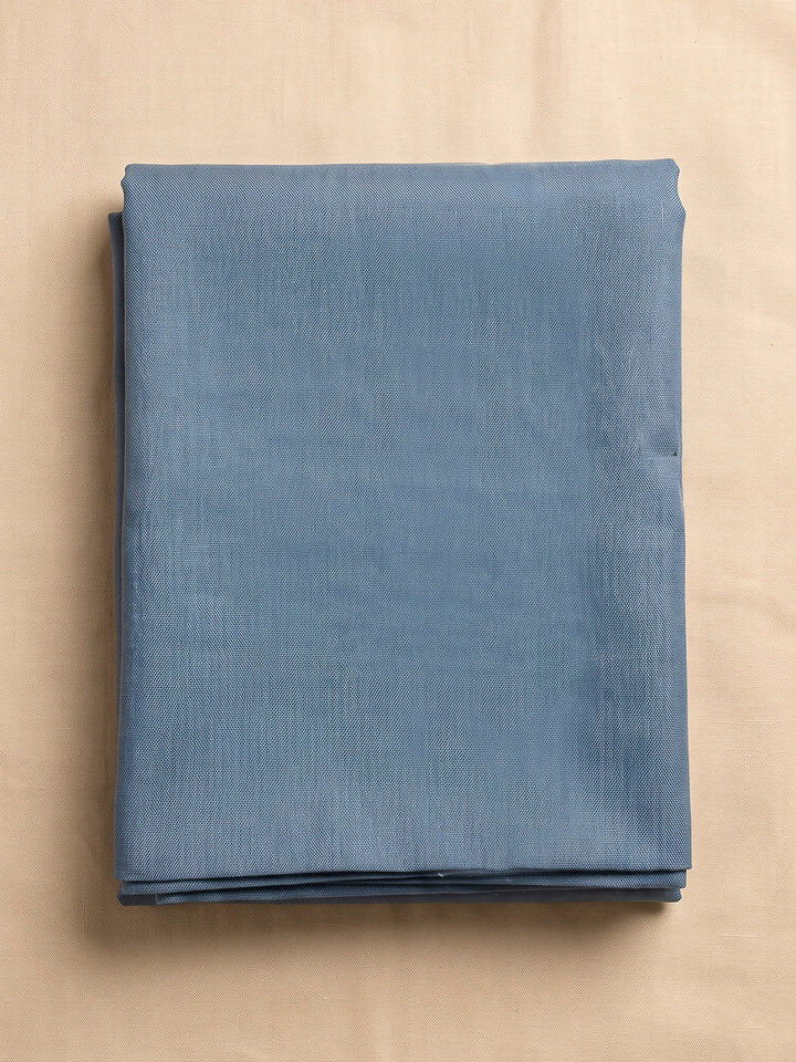 Blue Tussar Printed Unstitched Dress Material