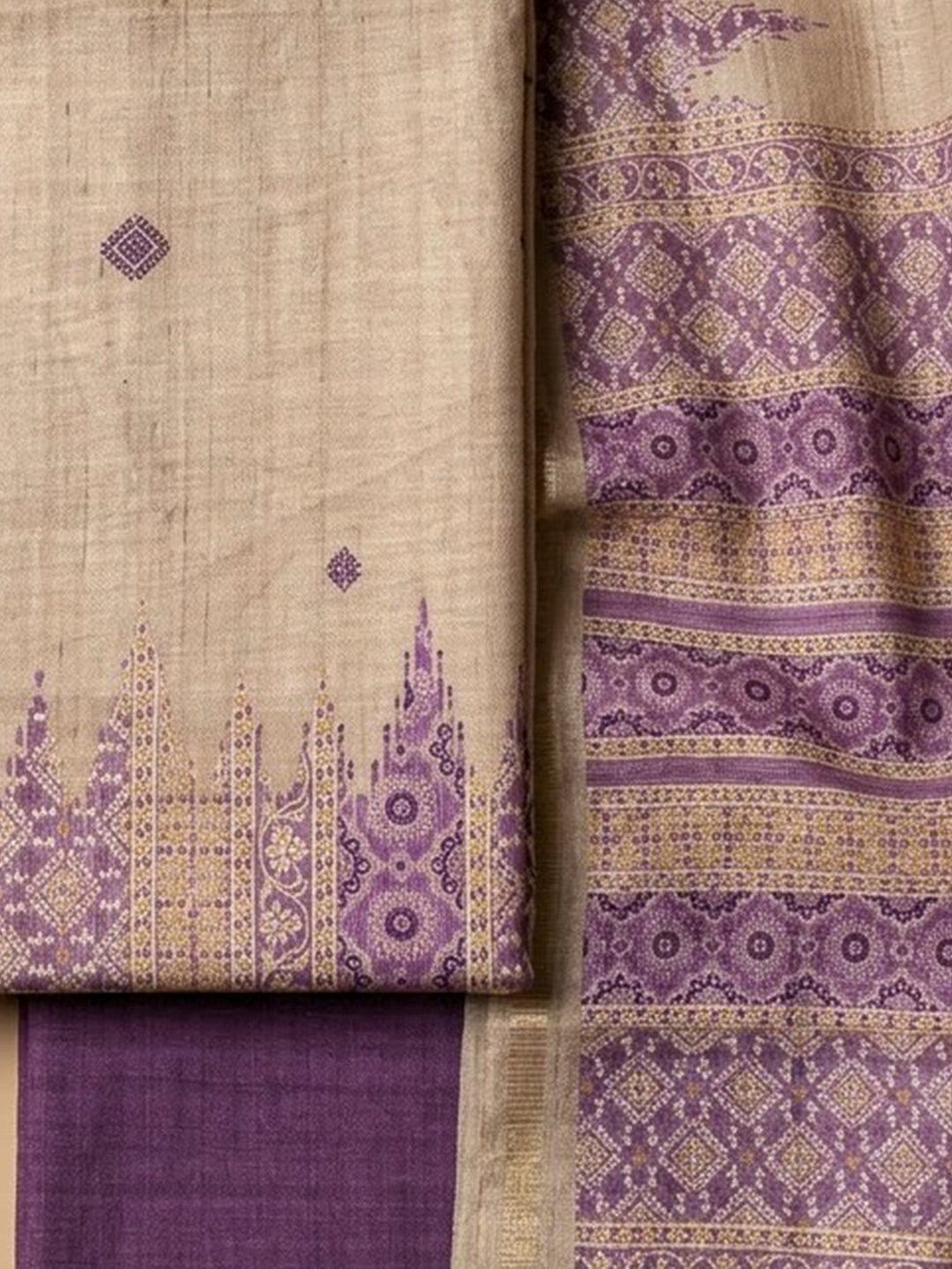 LavenderArt Silk Printed Unstitched Dress Material