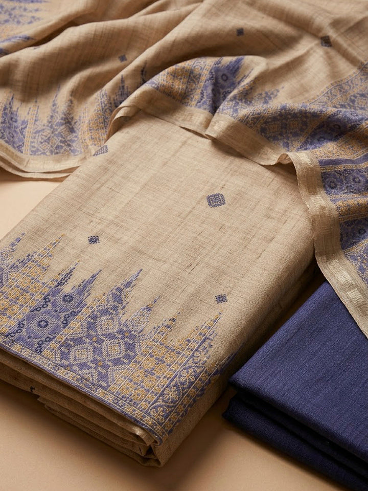 PurpleArt Silk Printed Unstitched Dress Material