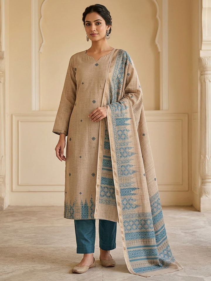 Rama Green Art Silk Printed Unstitched Dress Material