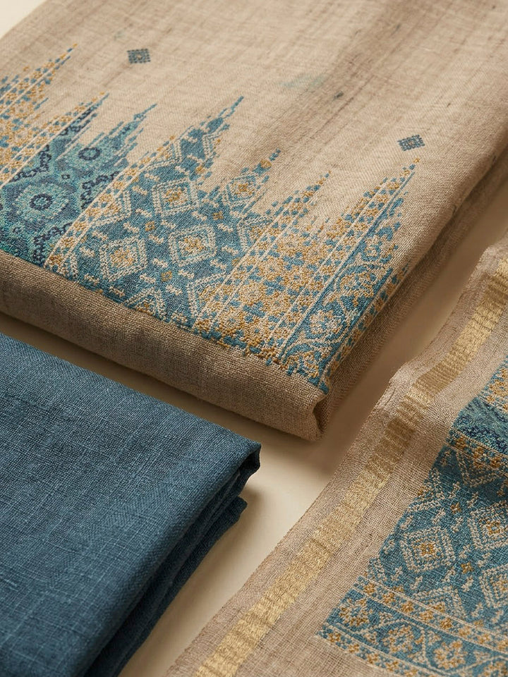 Rama Green Art Silk Printed Unstitched Dress Material