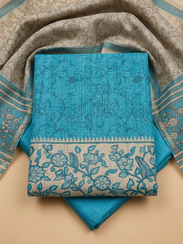 Firozee Tussar Printed Unstitched Dress Material