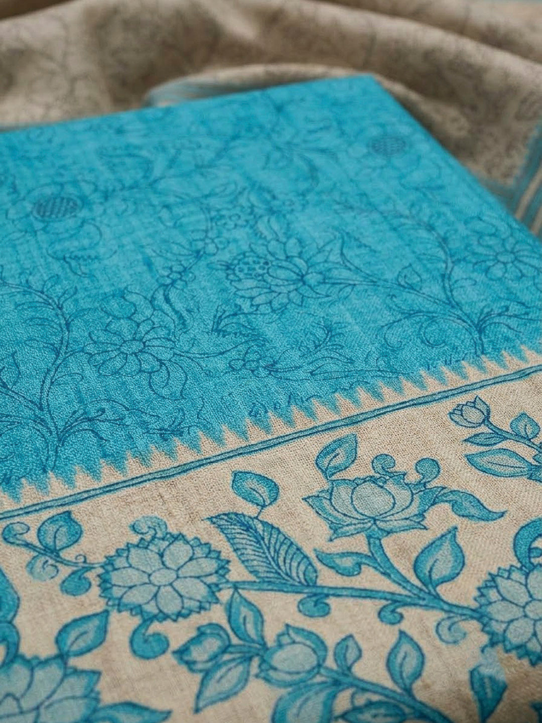 Firozee Tussar Printed Unstitched Dress Material