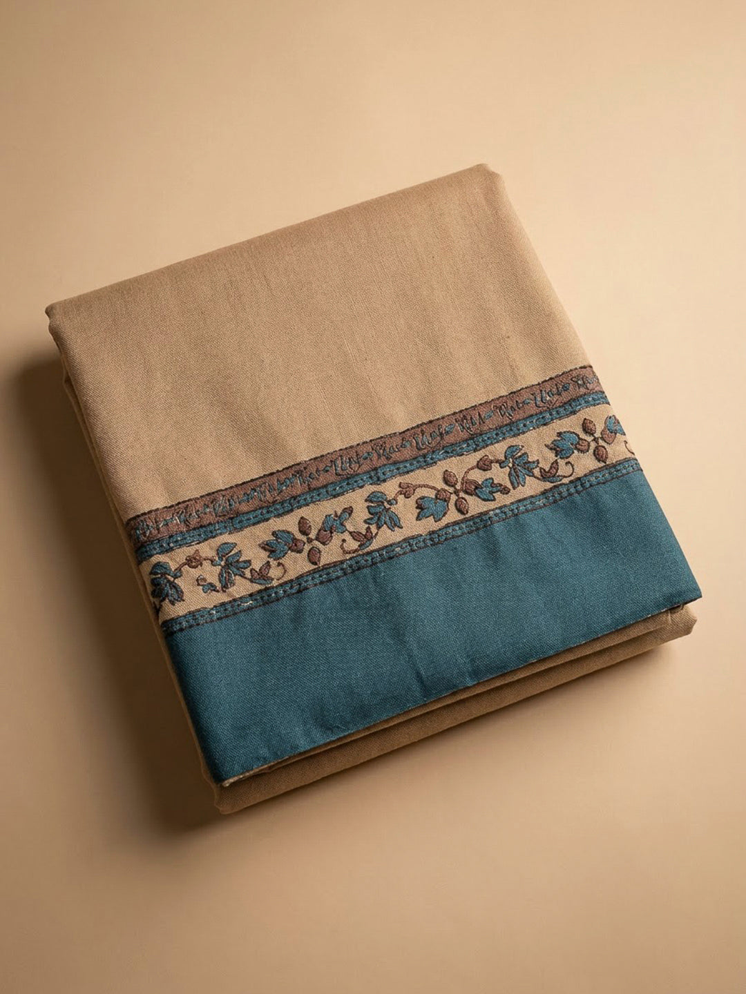 Blue Tussar Printed Unstitched Dress Material