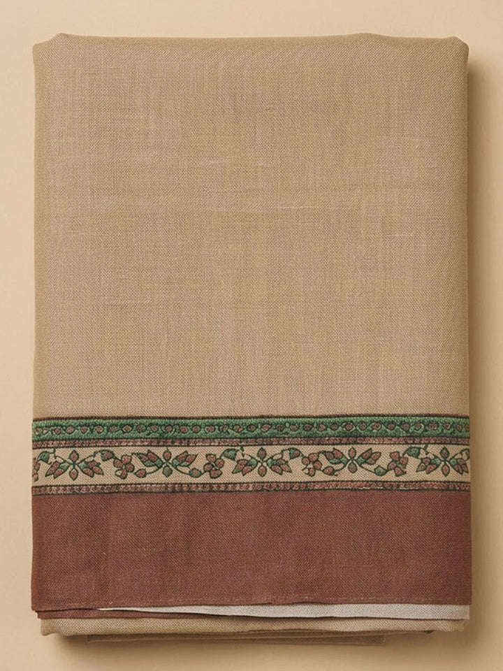Peach Tussar Printed Unstitched Dress Material