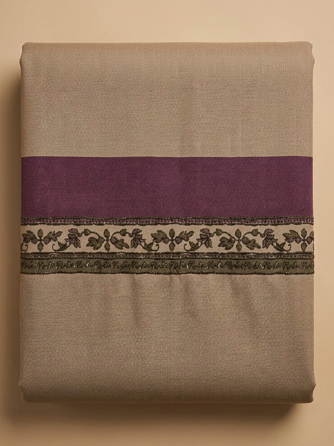 Purple Tussar Printed Unstitched Dress Material