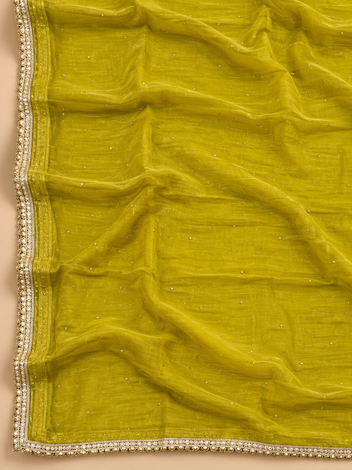 Lemon Cotton Blend Embroidered Unstitched Dress Material