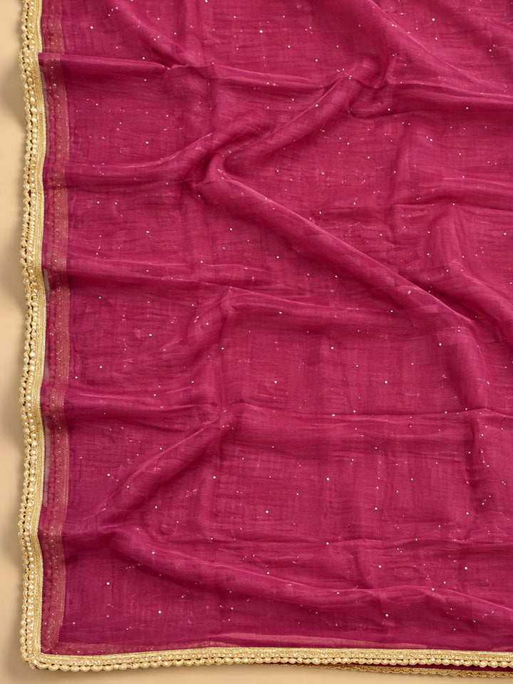 Onion Pink Cotton Blend Embroidered Unstitched Dress Material