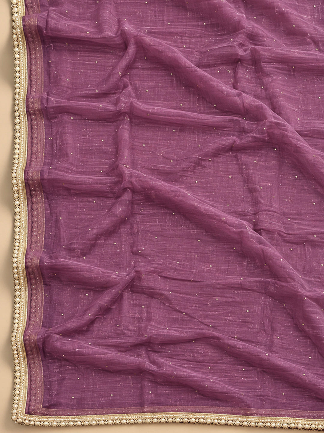 Purple Cotton Blend Embroidered Unstitched Dress Material
