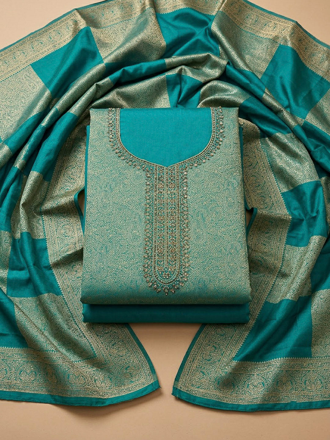 Firozee Cotton Blend Embroidered Unstitched Dress Material