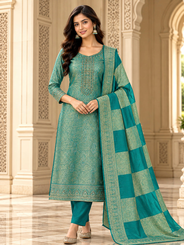 Firozee Cotton Blend Embroidered Unstitched Dress Material