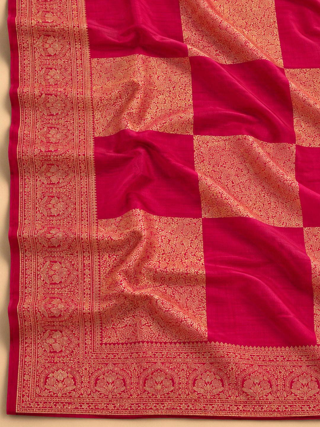 Hot Pink Cotton Blend Embroidered Unstitched Dress Material