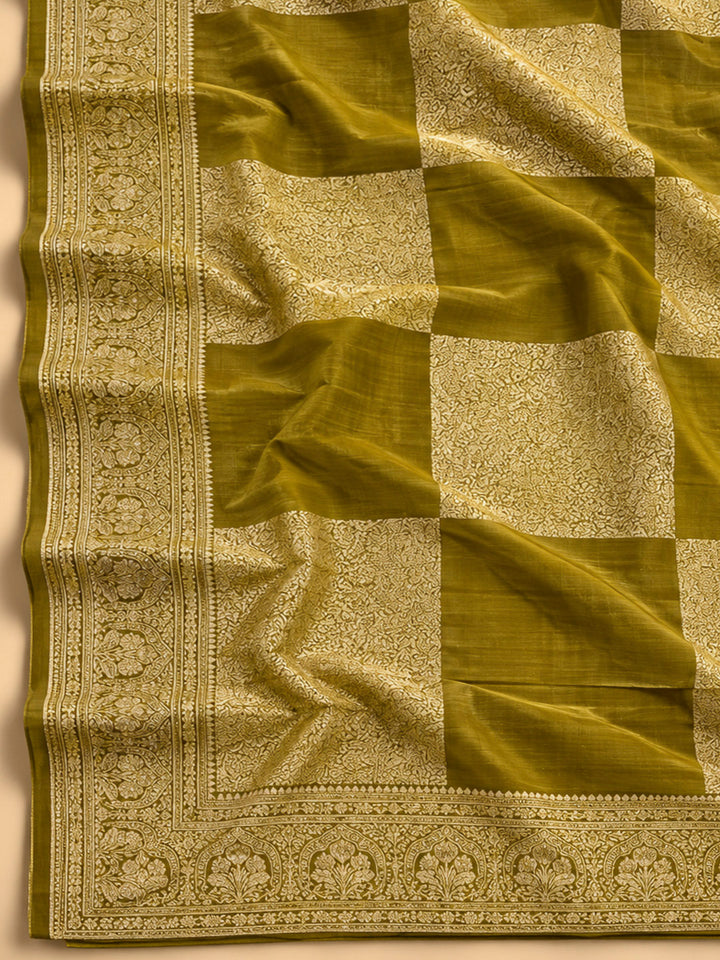 Mehndi Cotton Blend Embroidered Unstitched Dress Material