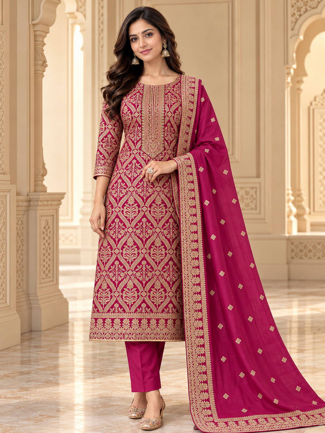Rani Cotton Blend Embroidered Unstitched Dress Material