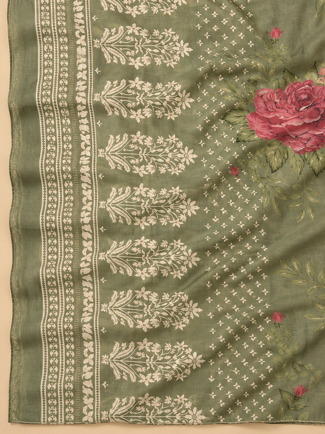 Aqua Green Cotton Blend Embroidered Unstitched Dress Material