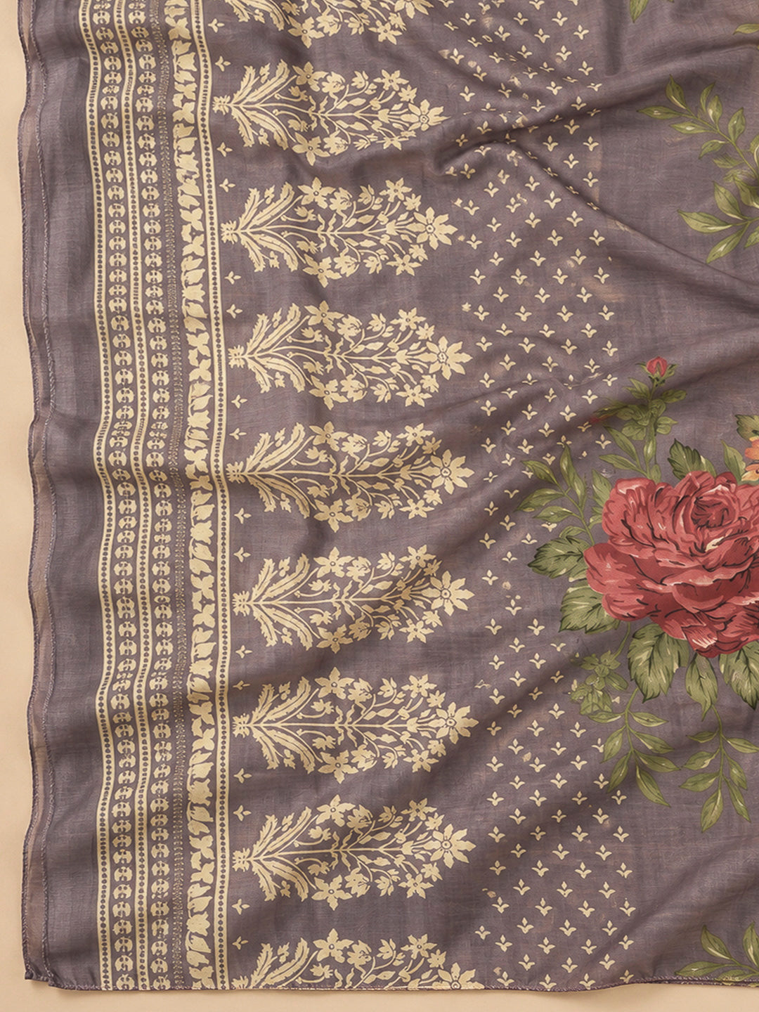 Purple Cotton Blend Embroidered Unstitched Dress Material