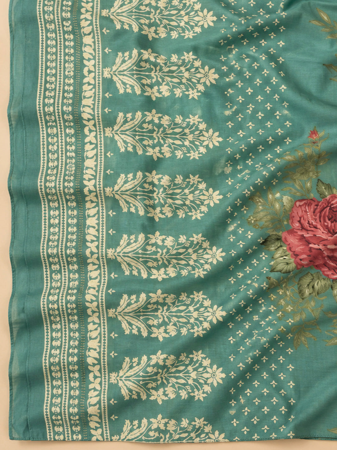 Rama Green Cotton Blend Embroidered Unstitched Dress Material