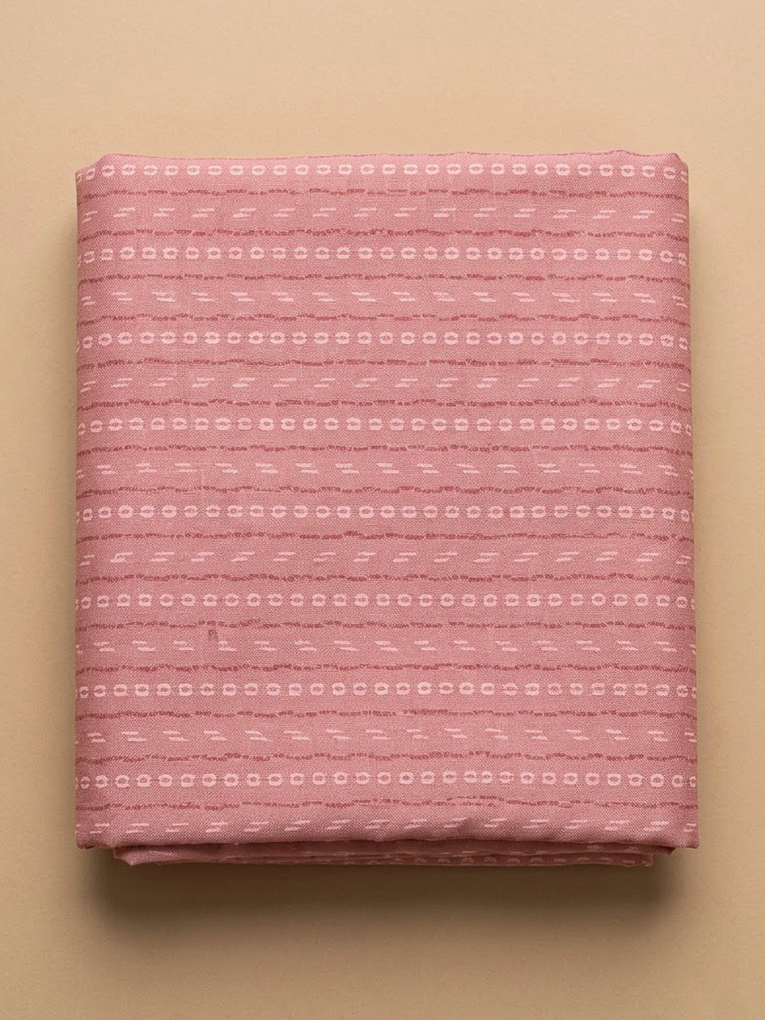 Peach Cotton Blend Printed Unstitched Dress Material