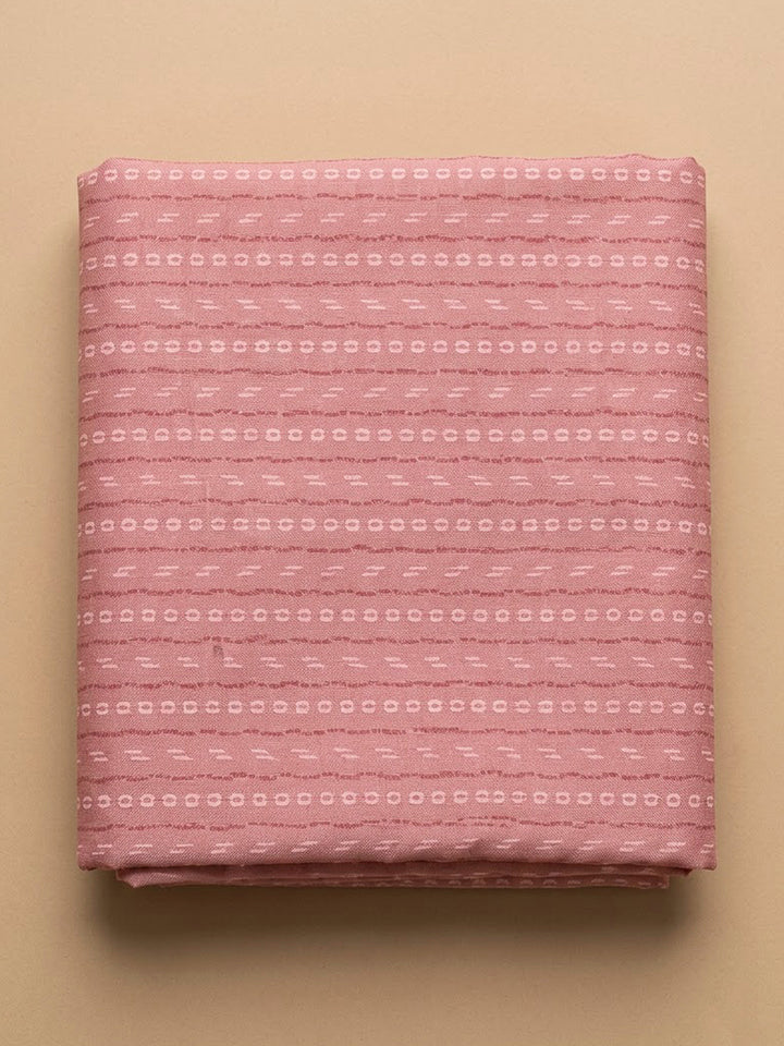 Peach Cotton Blend Printed Unstitched Dress Material