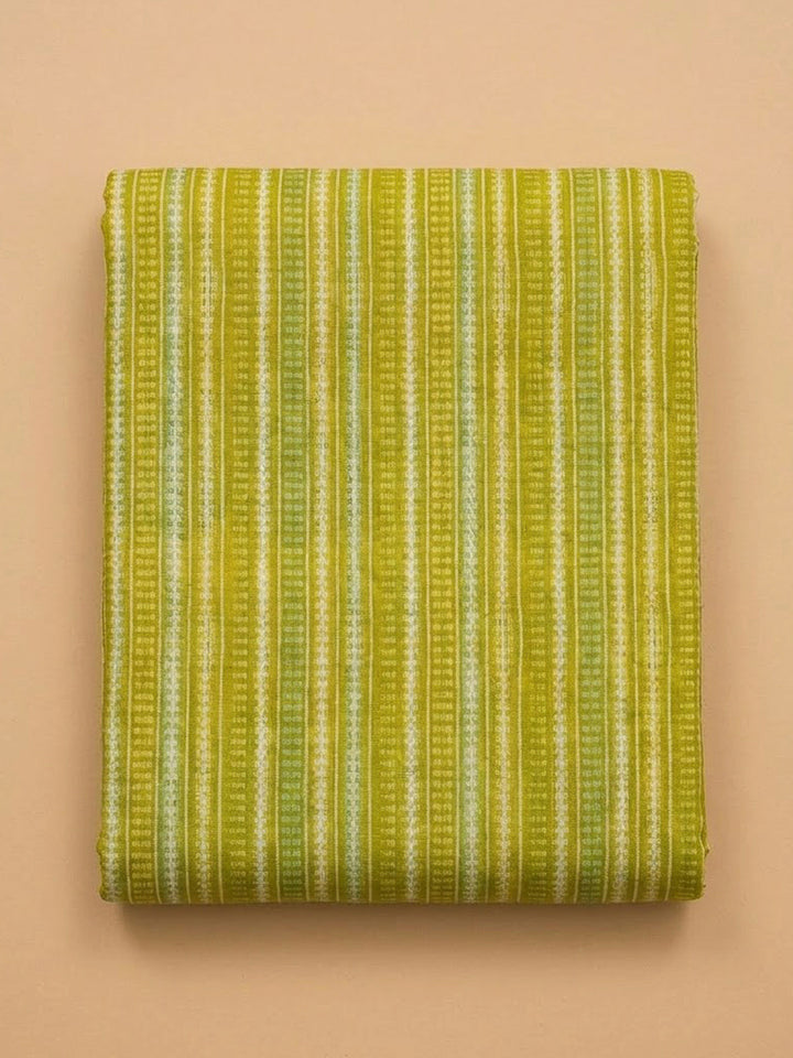 Pista Green Cotton Blend Printed Unstitched Dress Material